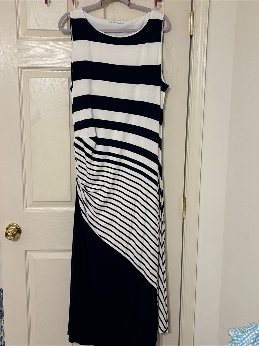 Soft Surroundings Navy and White Striped Maxi Dress
